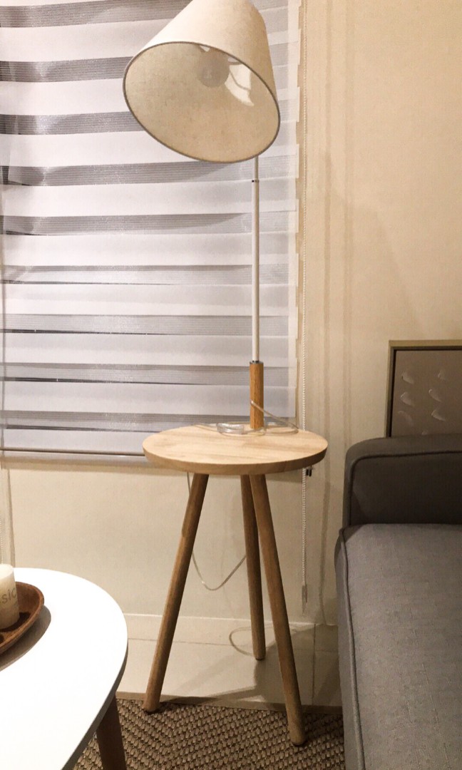 side table with built in lamp