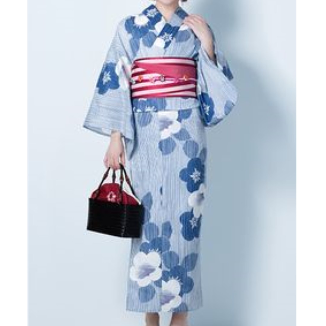 Brand New Yukata Strips Floral Pattern Traditional Design Japan ...