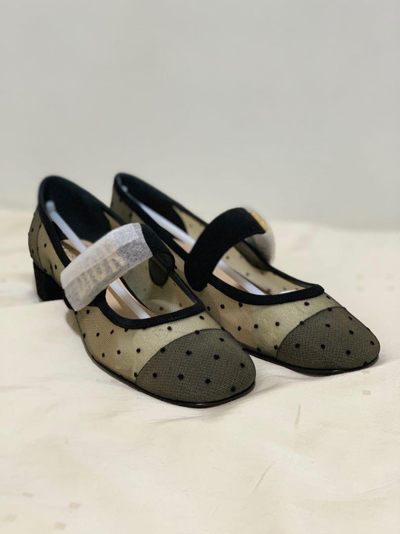 DIOR BABY-D BALLET PUMP IN BLACK DOTTED 