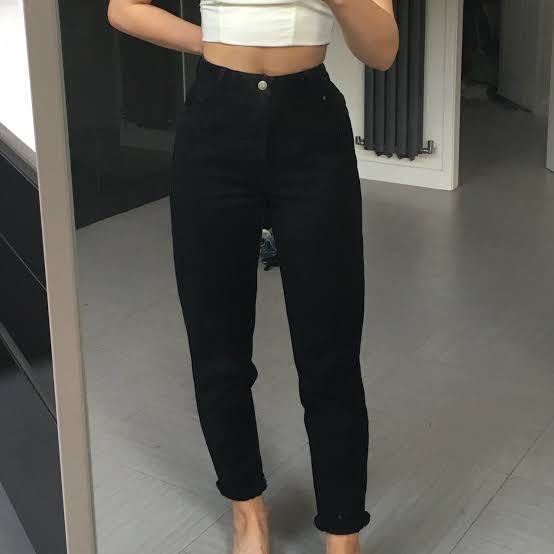 Zara Black Mom Jeans Plus Size, Women's 