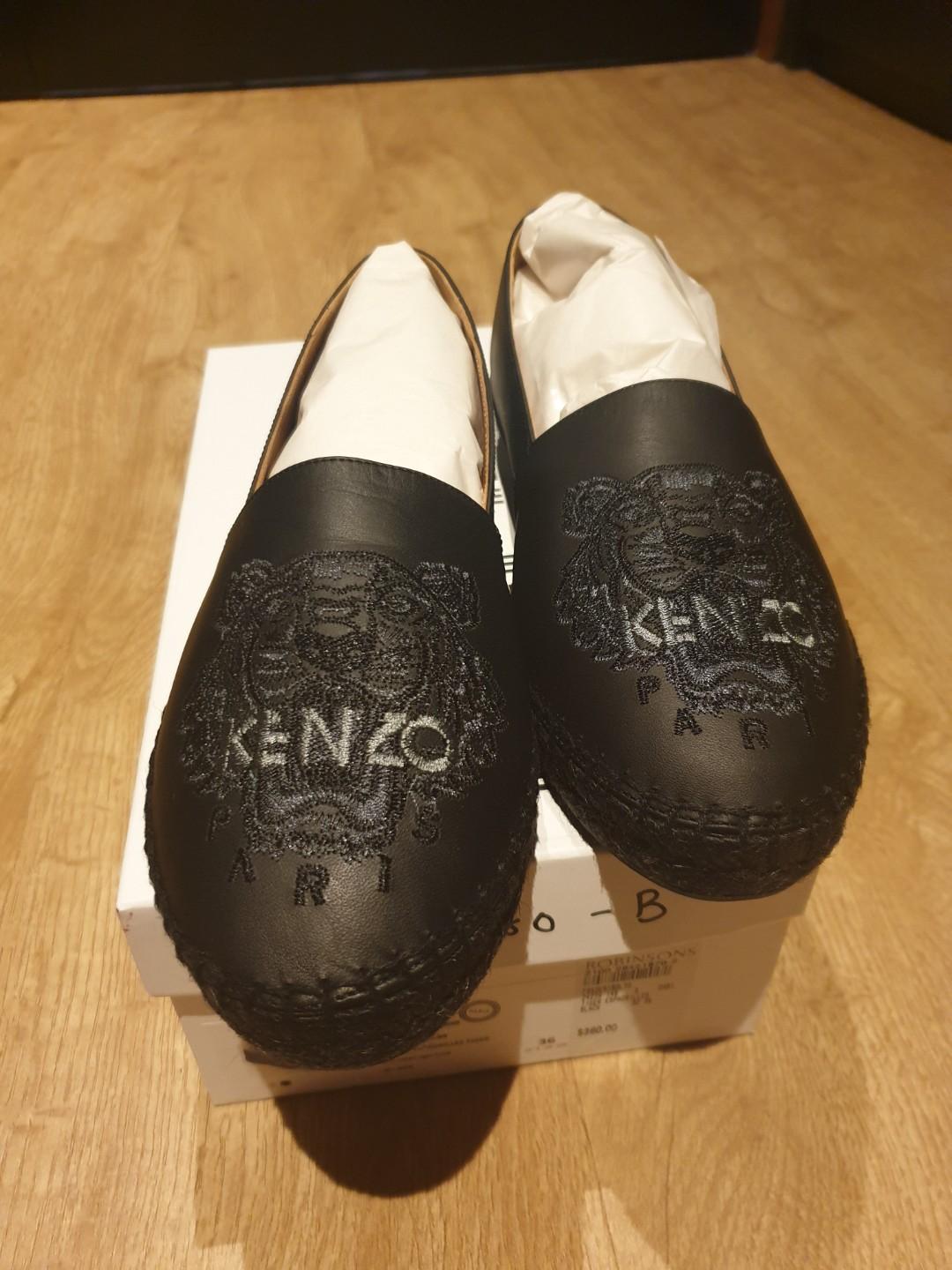 kenzo black leather espadrilles