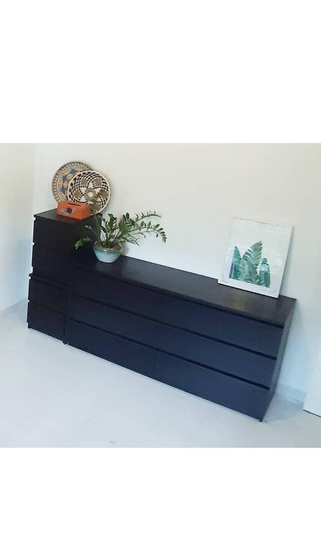 Malm Ikea Set Drawer 2 X Bed Side Tables Furniture Shelves