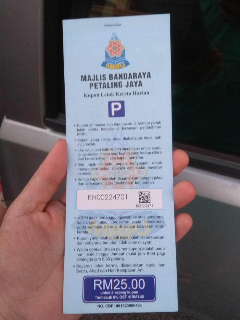 Mbpj Rm5 Daily Parking Coupons Tickets Vouchers Gift Cards Vouchers On Carousell