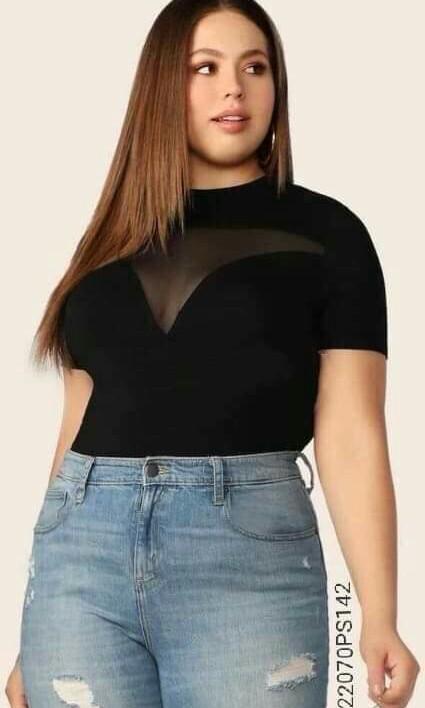 New! 2 colors! Sale! Plus Size Mesh Cleavage Top ( FS: Stretch, fits XL -  3XL / 32 - 40 waistline ), Women's Fashion, Maternity wear on Carousell
