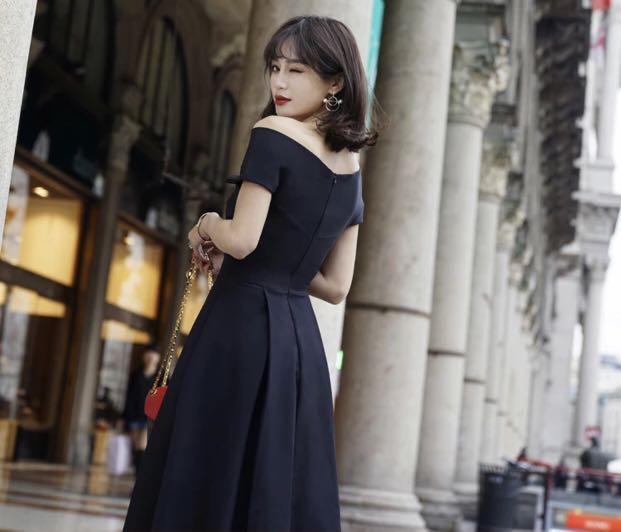 New Simple Elegant Black Long Dinner Dress Women S Fashion Dresses Sets Evening Dresses Gowns On Carousell