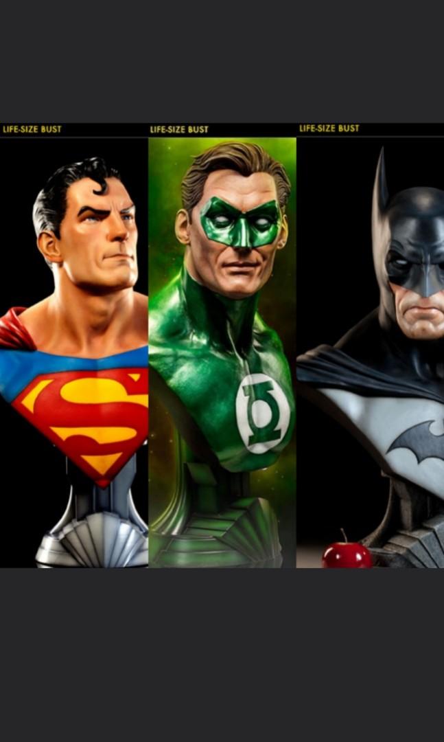 Sideshow Superman Life Size Bust Batman Life Size Bust Green Lantern Life Size Bust Toys Games Bricks Figurines On Carousell