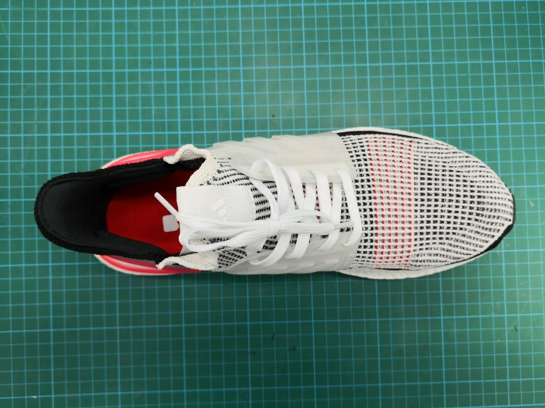 Adidas ultra boost 19 cloud white  chalk white  active red