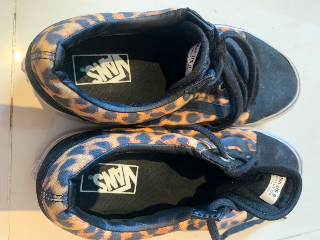 vans black and leopard print