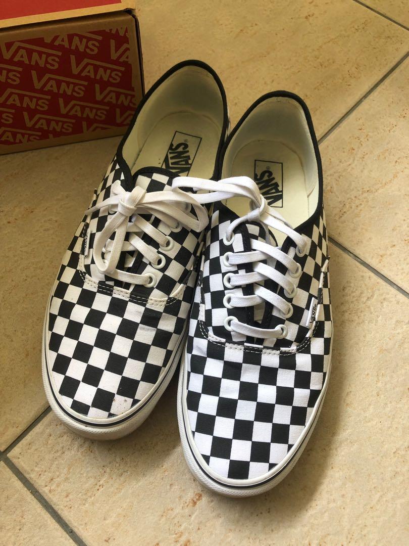 Checkered cheap laced vans