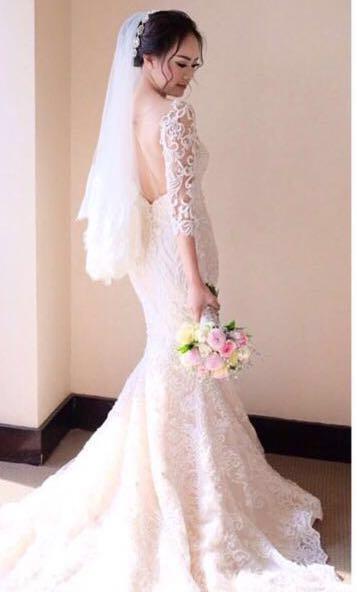 Wedding Dress Mermaid Mewah Fesyen Wanita Pakaian Wanita Gaun Rok Di Carousell