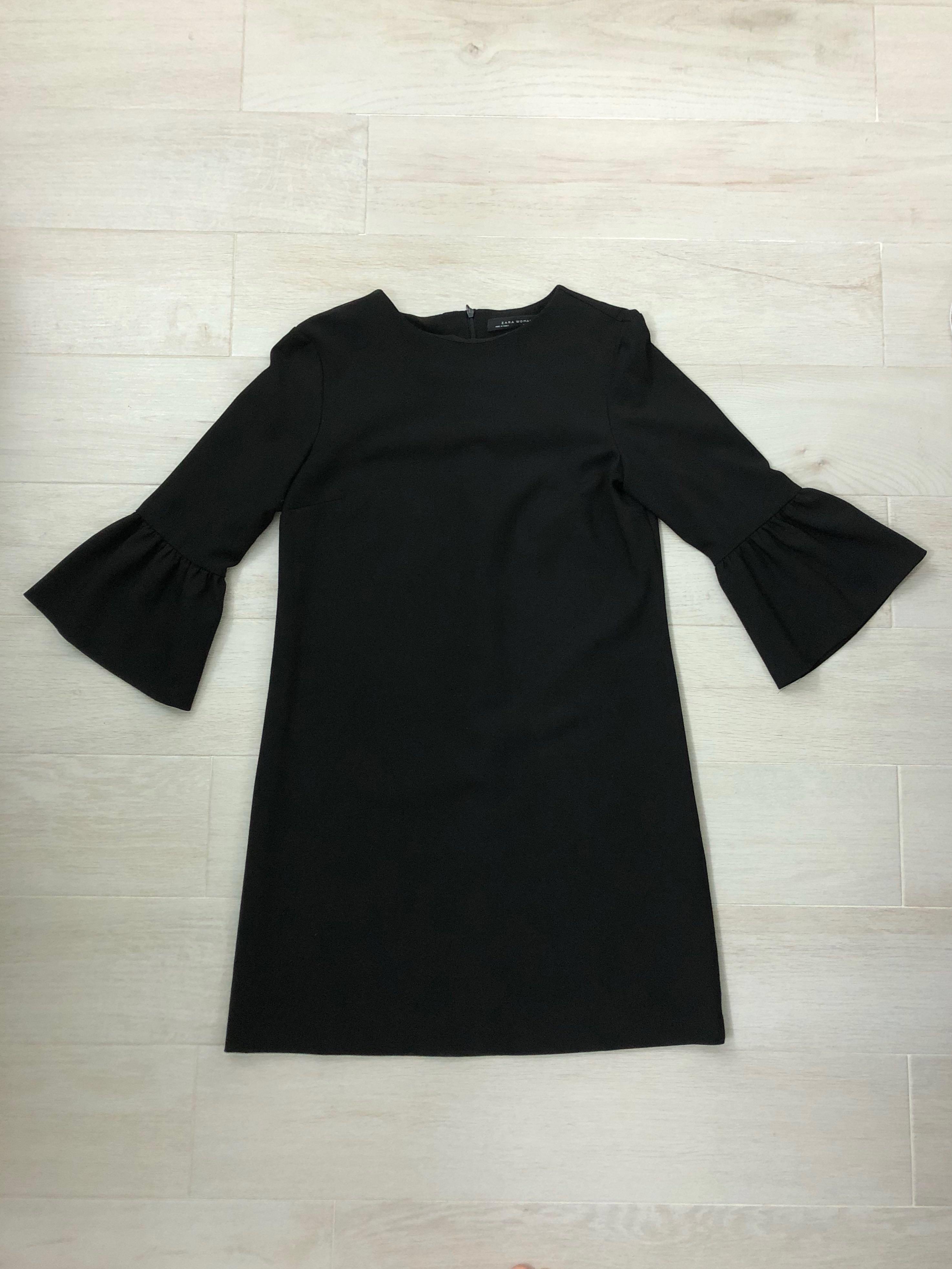 ZARA Bell Sleeve Zipper Dress (black, s 