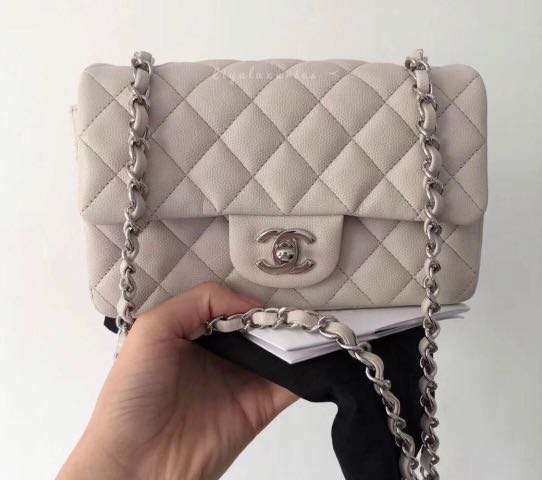 18B Chanel mini rectangular in ivory caviar, Luxury, Bags & Wallets on  Carousell