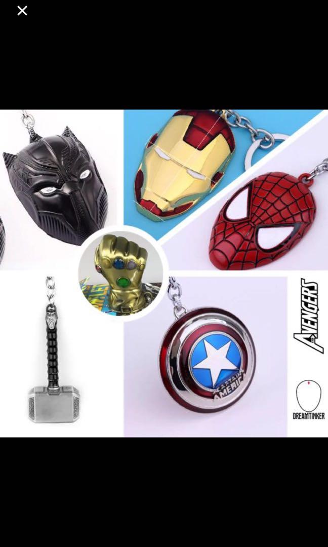Avengers keychains (Category: Western Merchandise) located in Singapore. Submitted by dreamtinker (Listing ID 235934590, Image 5). Description: 💥Big Fans and Friends Offer💥 🔥All keychains are now 5 for $30 !! ⚡️Flash grab yours and for your friends too !! ✔️Aquaman Symbol/ Trident/ Jade Keychain/necklace $7 ✔️Wakanda! Black Panther keychain (black) $7 ✔️Thor Hammer keychain $7 ✔️Thor Helmet keychain $7 ✔️Iron man Mask Keychain $7 ✔️Spiderman k