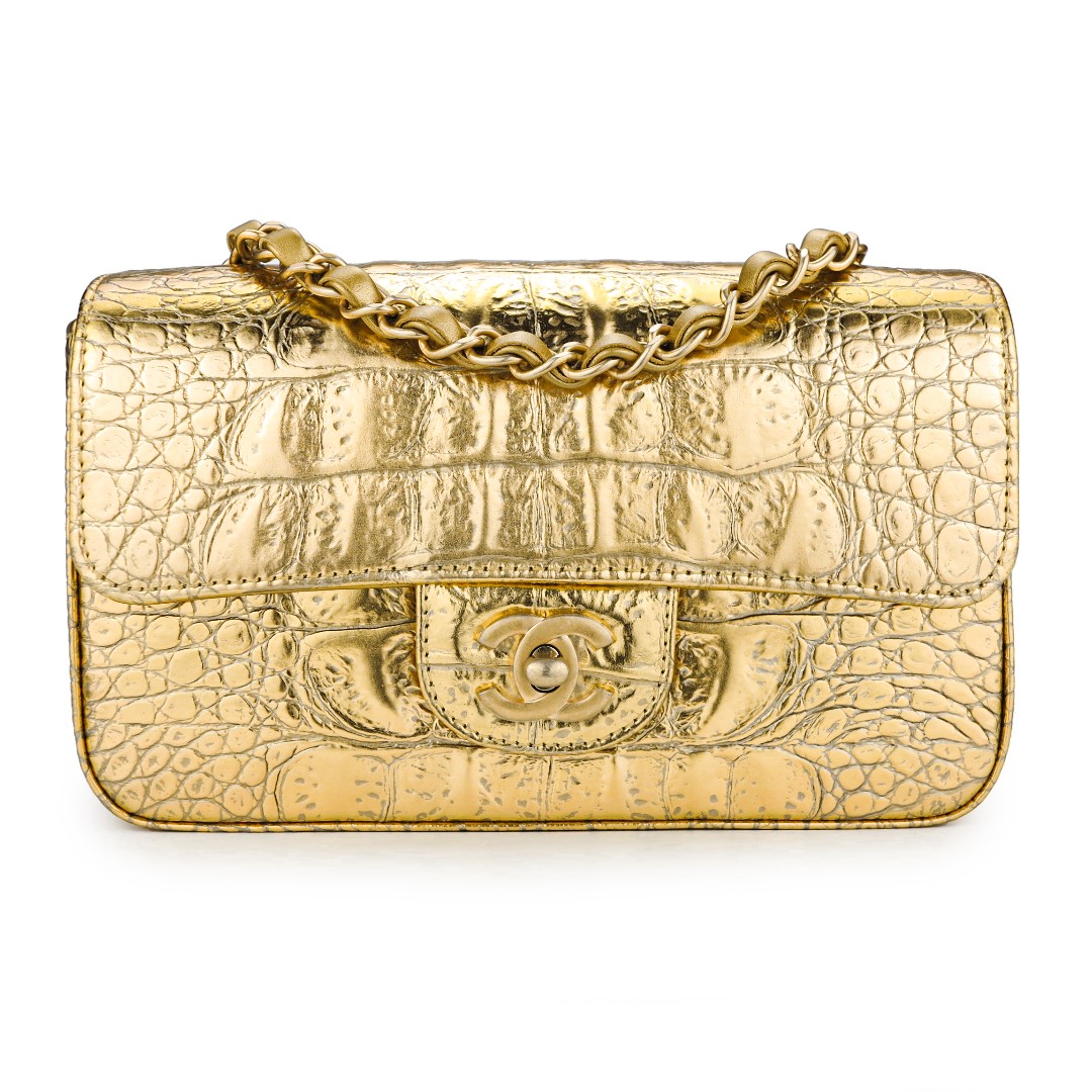 gold croc bag
