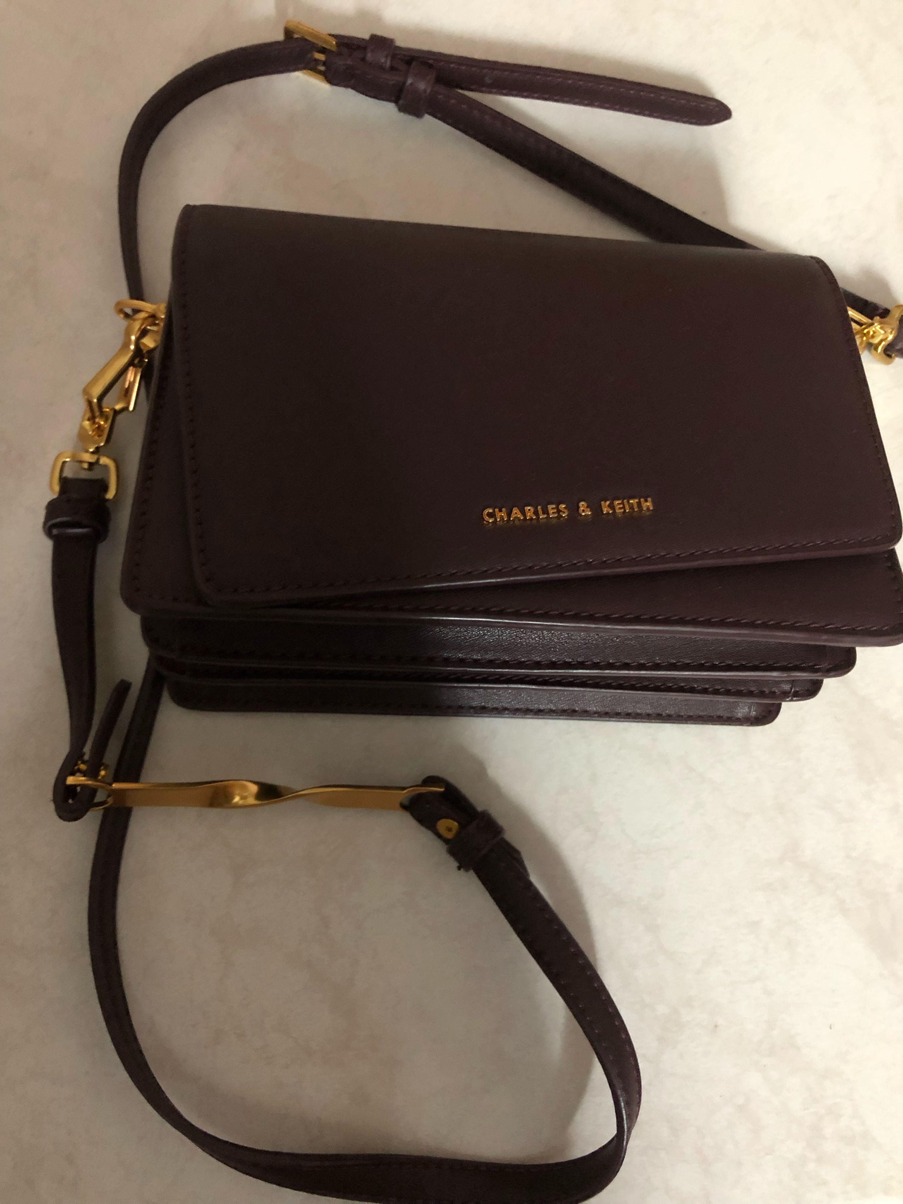 Charles and keith asymmetric front flap bag sale