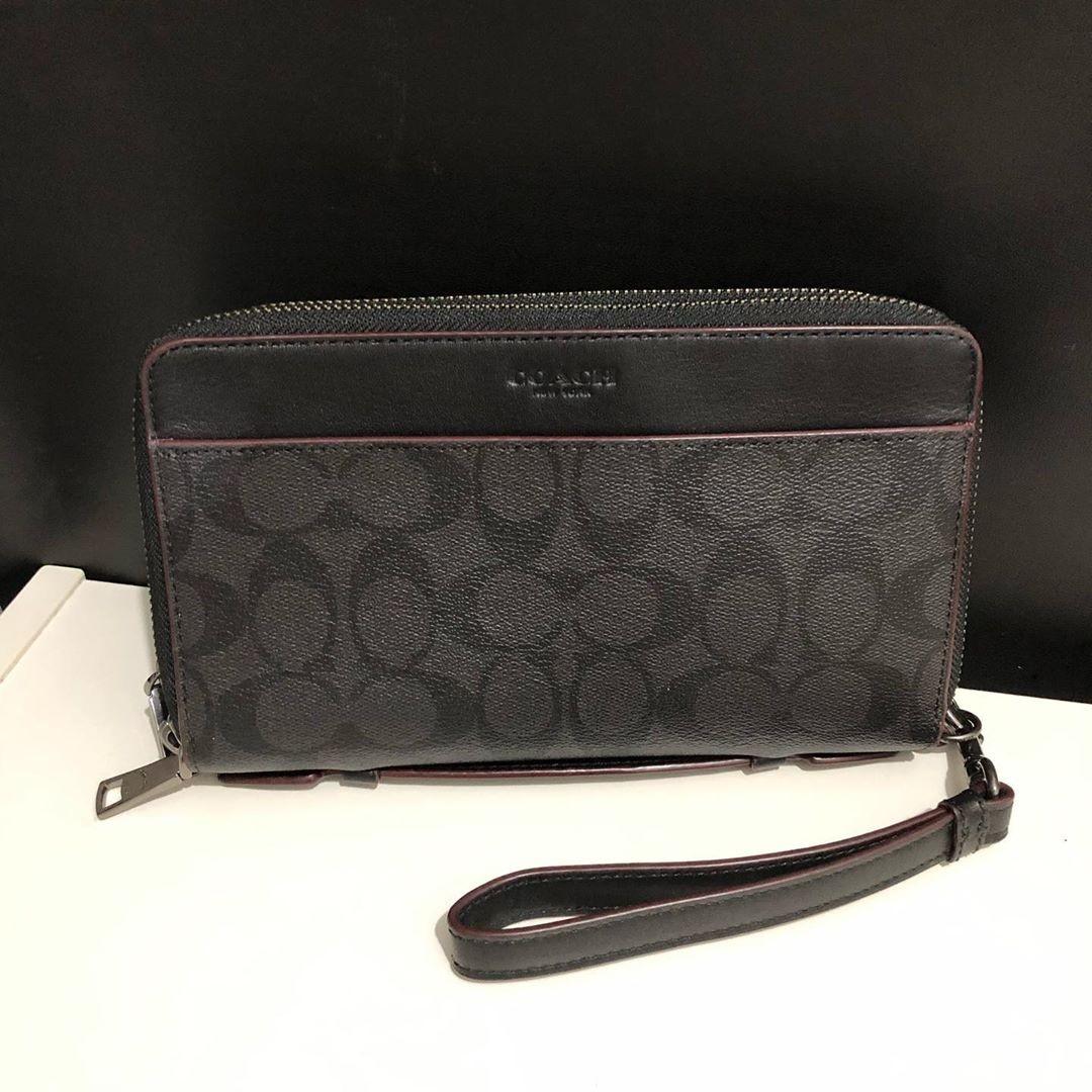 coach signature zip around wallet