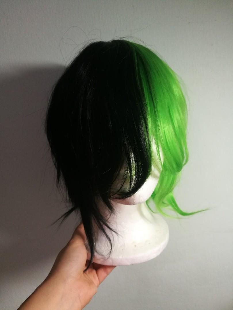 Half Green Half Black Wig Hobbies Toys Memorabilia Collectibles Fan Merchandise On Carousell