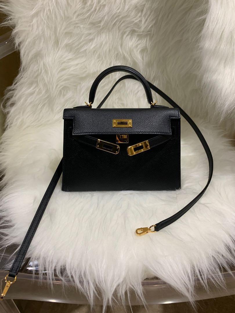 Hermès Mini Kelly 20 Black Epsom PHW - Klueles