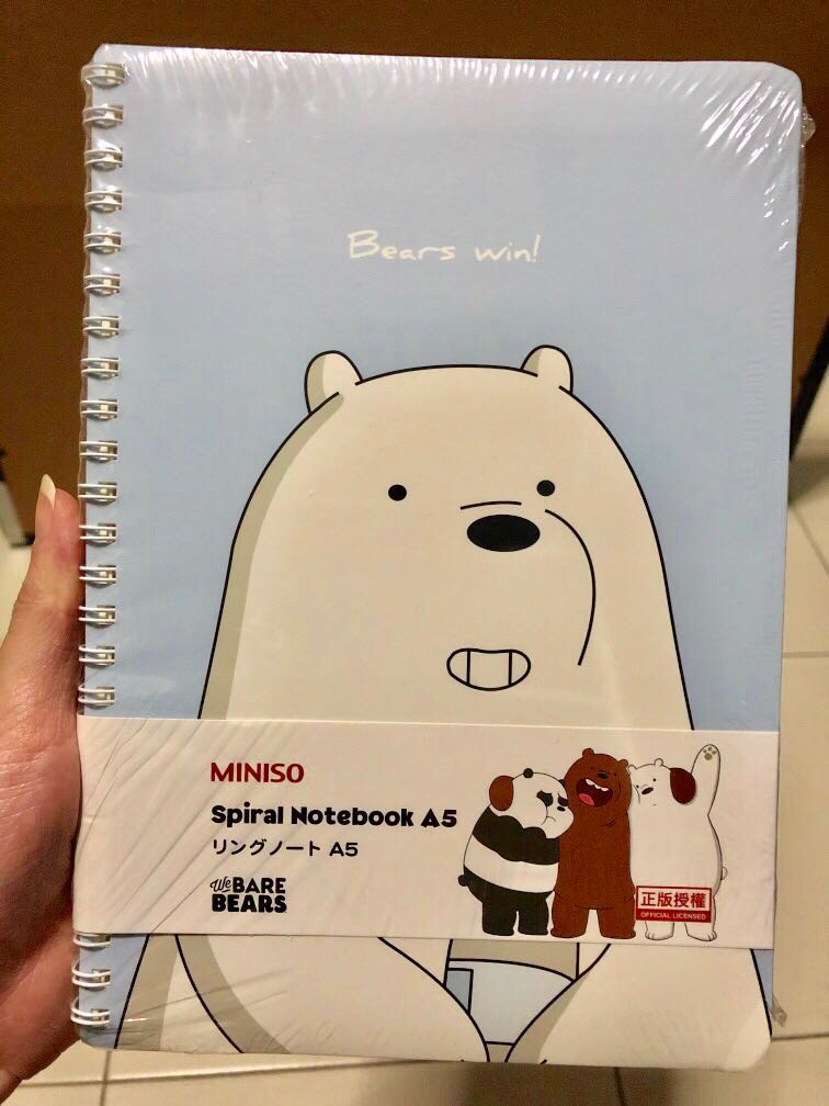 Miniso We Bare Bears Notebook Ice Bear Grizzly Books Stationery Stationery On Carousell