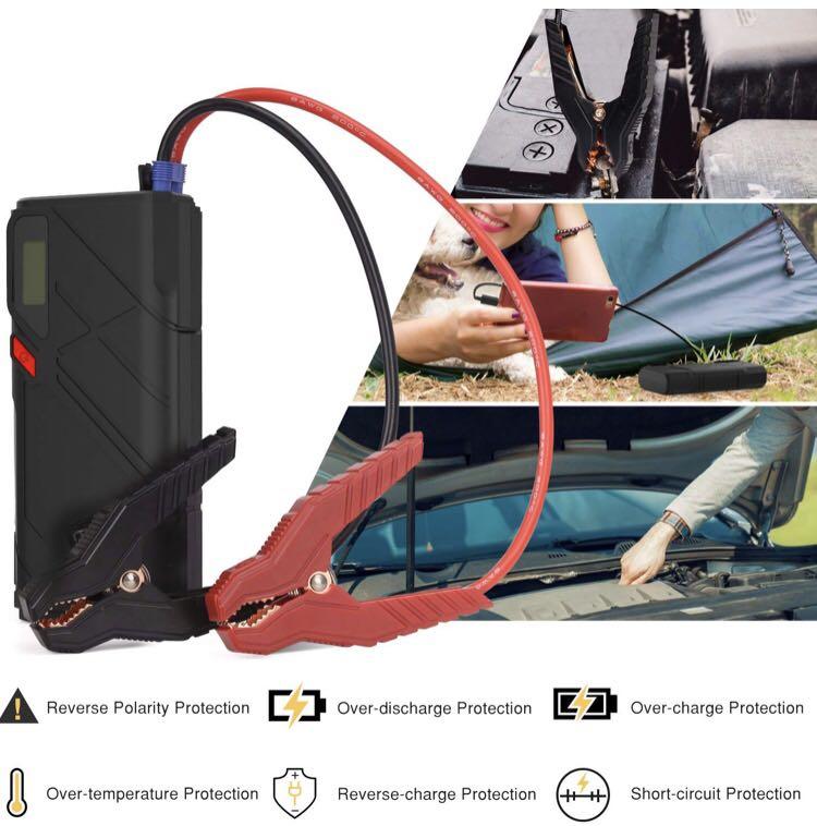 MoKo 1200A Peak Car Jump Starter 12000mAh Portable Power Bank Battery Booster Up to 6.5L Gas 5.2L Diesel Engine with 2 USB Ports Fast Charging