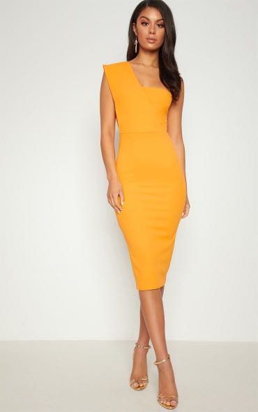 PLT Yellow One Shoulder Midi Dress