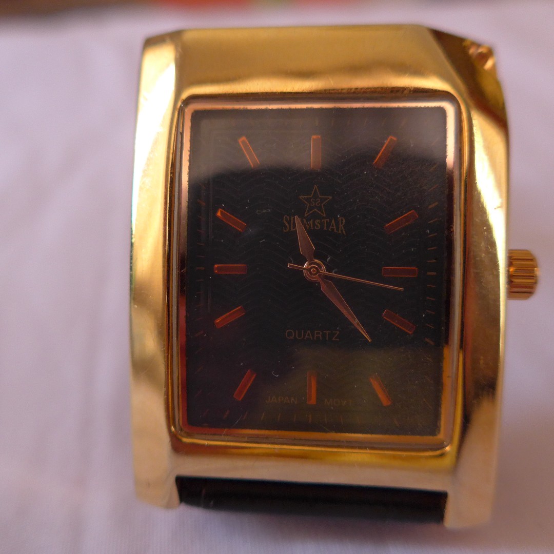 Slimstar Quartz Large Black Rectangular Dial Watch