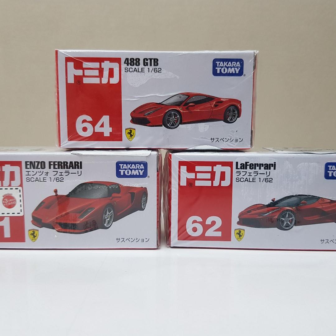 Tomica No 64 Ferrari 488 Gtb Red No 62 La Ferrari Red