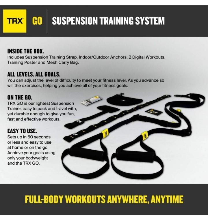  TRX GO Suspension Trainer System, Full-Body Workout for All  Levels & Goals, Lightweight & Portable, Fast, Fun & Effective Workouts,  Home Gym Equipment or for Outdoor Workouts, Grey : Sports 