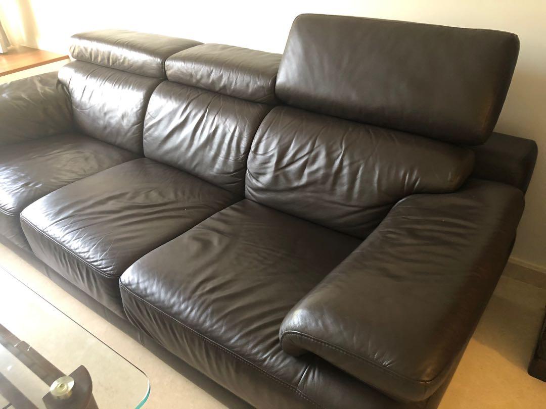 Very good condition genuine leather sofa, Furniture & Home Living