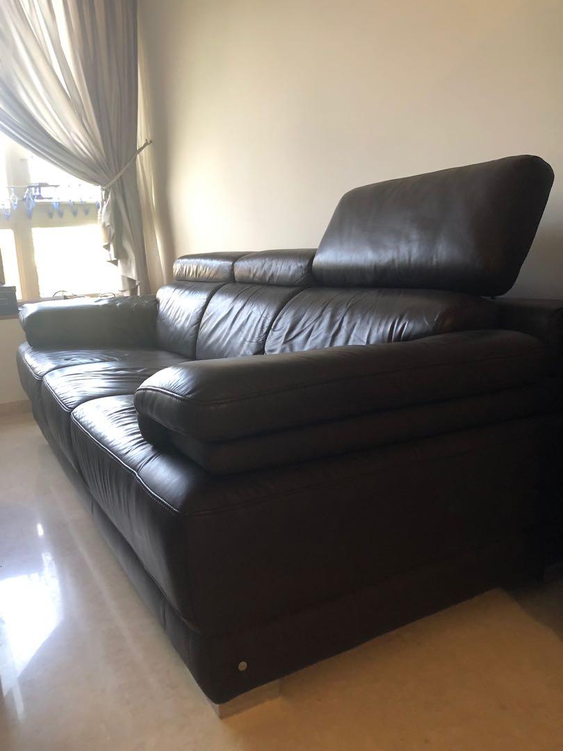 Very good condition genuine leather sofa, Furniture & Home Living
