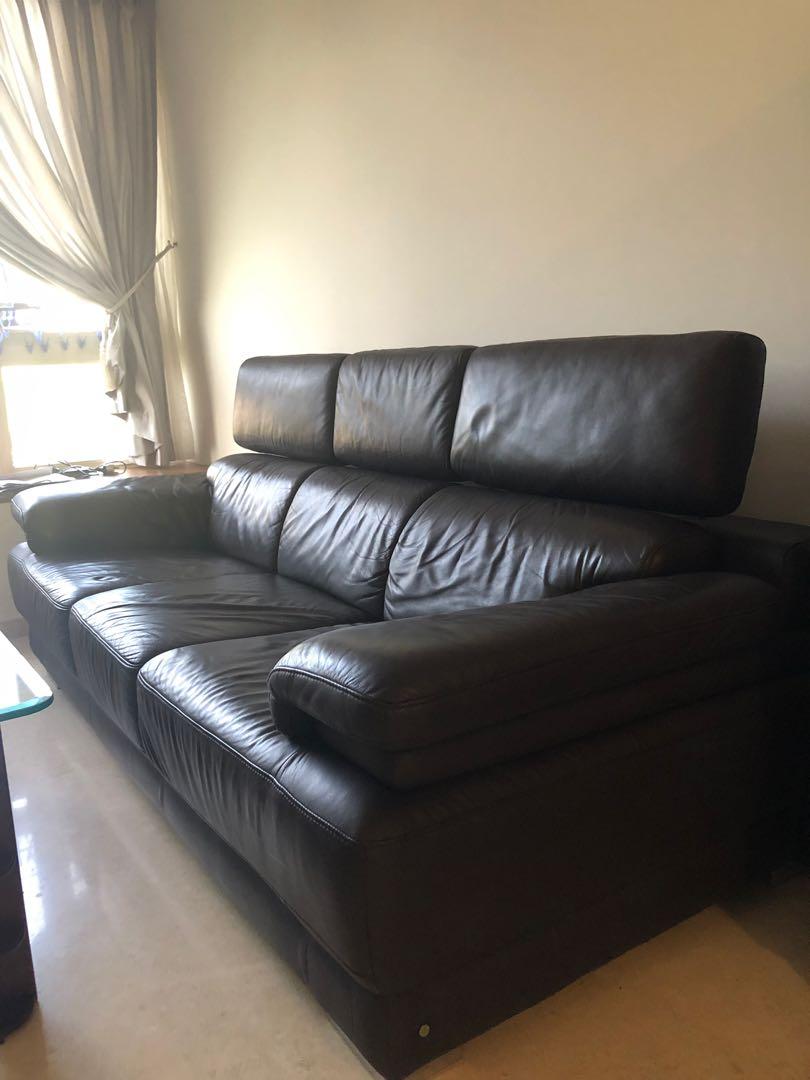 Very good condition genuine leather sofa, Furniture & Home Living