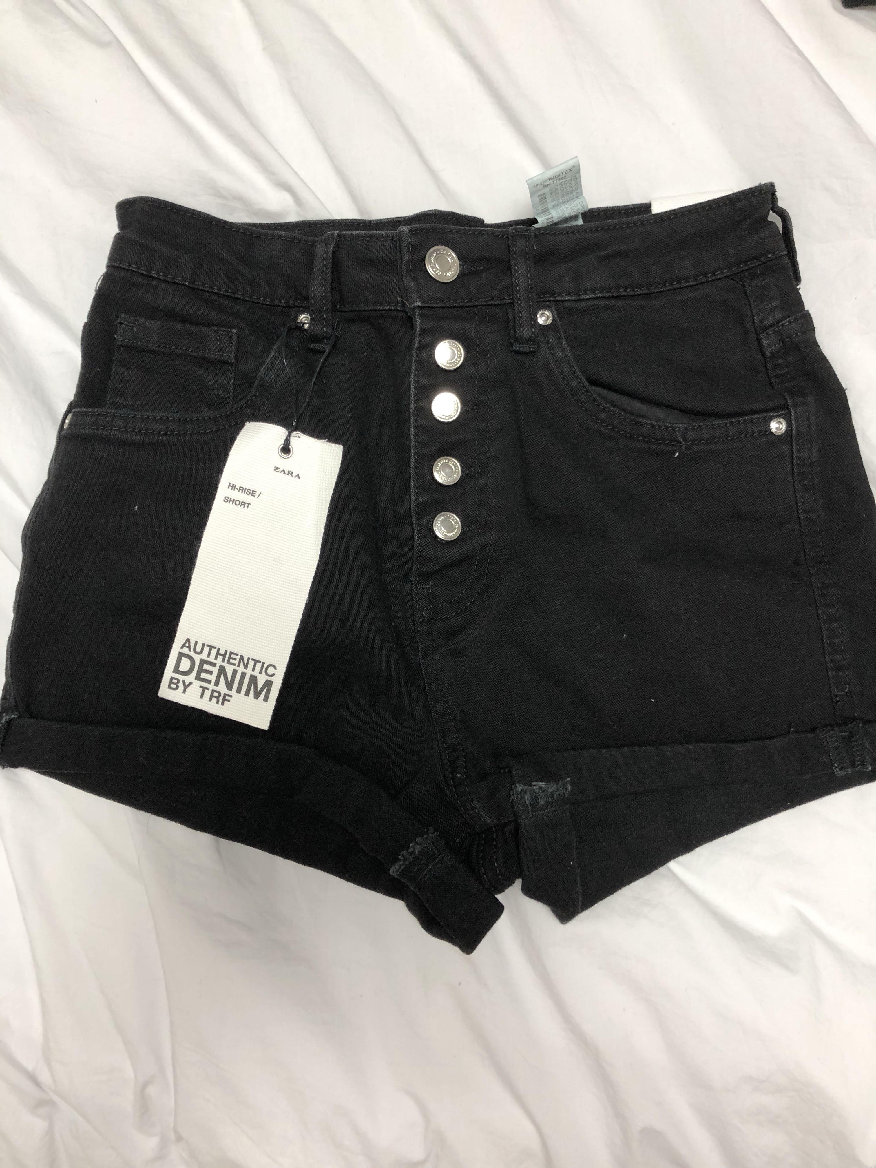 Black Button Up high waisted shorts 