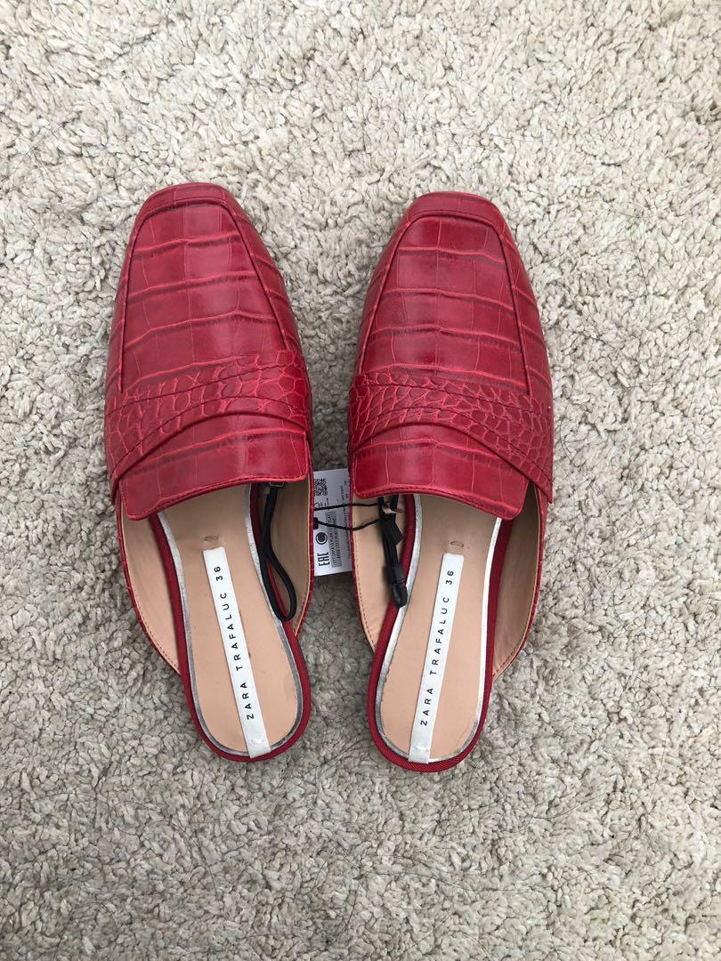 zara red mules