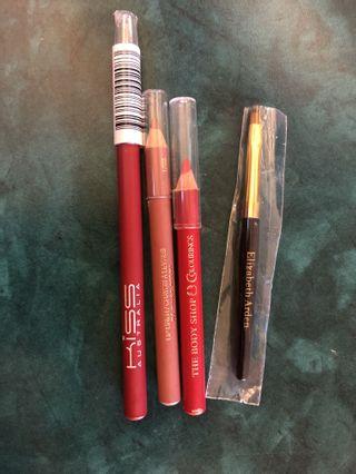 3 lip pencils and bonus Elizabeth Arden lip brush