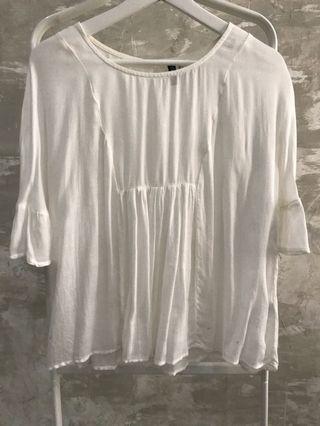 H&M White Ruffle-Sleeved Blouse