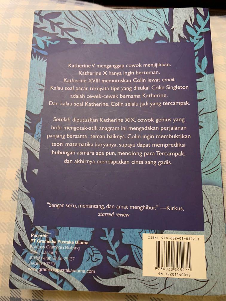 An Abundance Of Katherines Tentang Katherine By John Green Bahasa Indonesia Buku Alat Tulis Buku Di Carousell