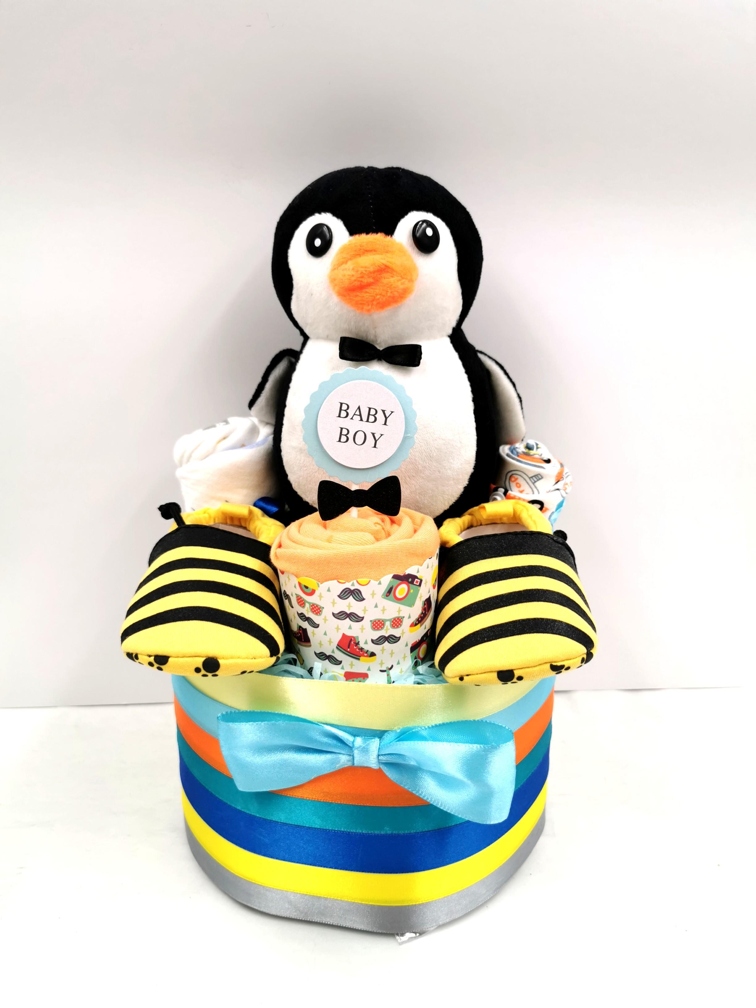 penguin diaper cake