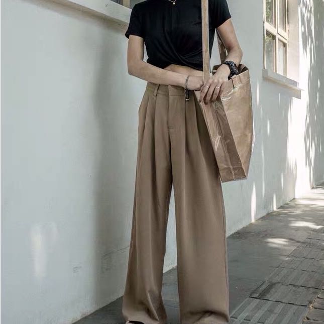 Brown wide leg pants, Women's Fashion 