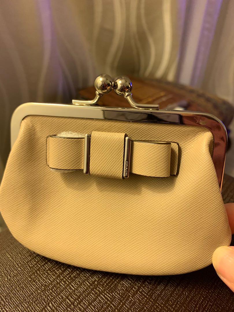 leather kiss lock coin purse