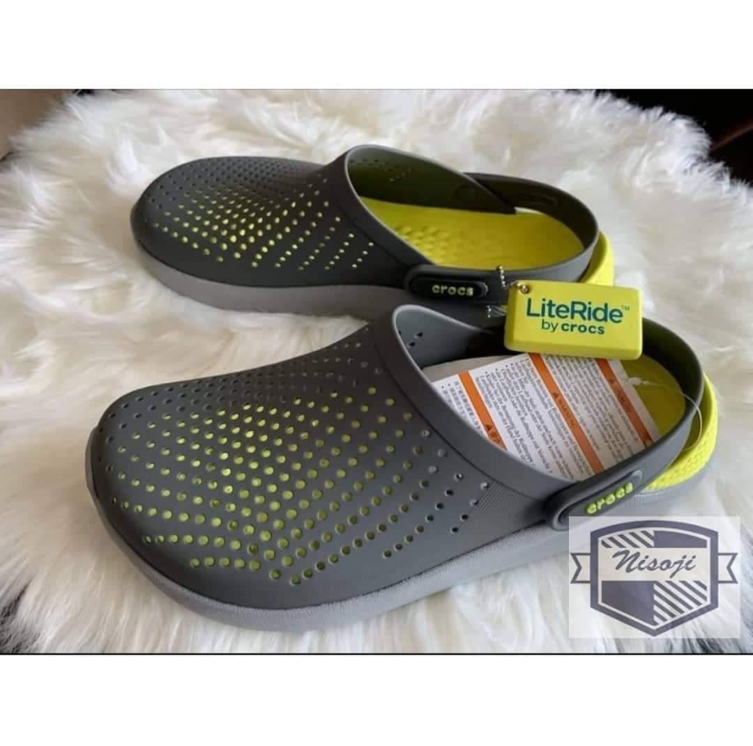 crocs gray and green