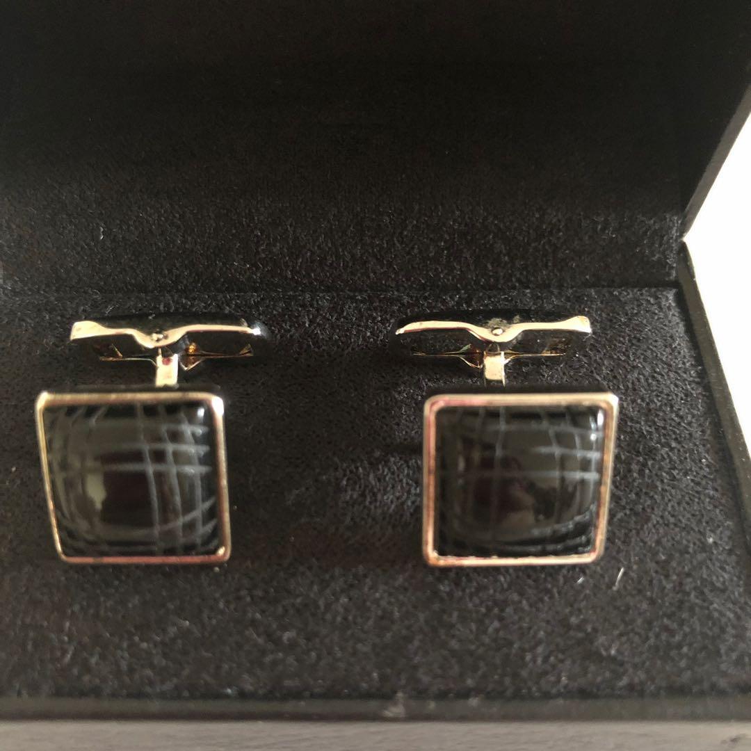 HUGO BOSS SELECTION silver and black cufflinks Men s Fashion