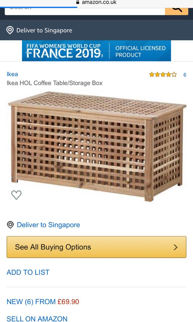 IKEA HOL Storage Crate / Coffee Table, Furniture & Home Living