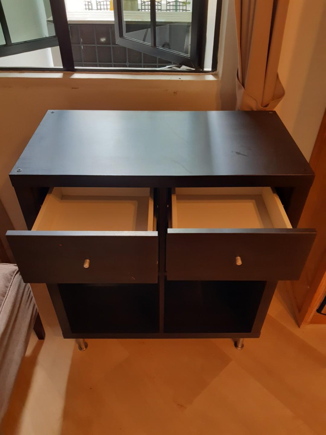 Ikea kallax brown shelf chest of drawers, Furniture & Home