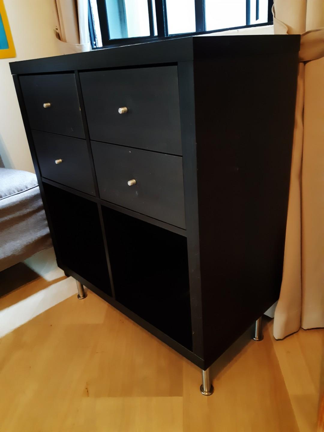 Ikea kallax brown shelf chest of drawers, Furniture & Home