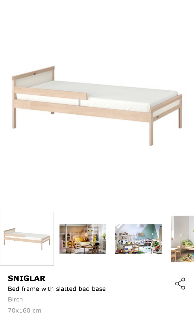 IKEA Sniglar Bed with Bed Rail, Furniture & Home Living, Furniture, Bed Frames & Mattresses on