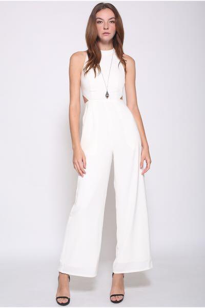 white cutout jumpsuit