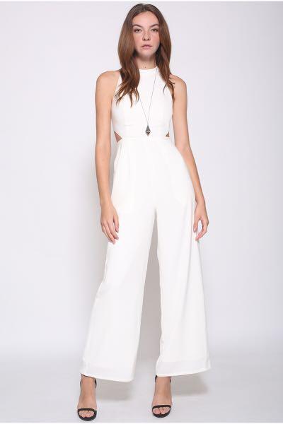 white cutout jumpsuit