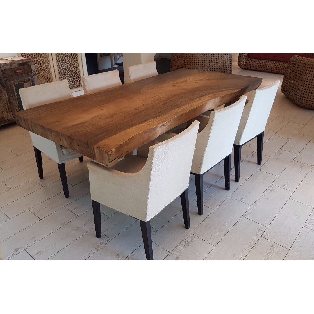 Tree trunk dining table and chairs sales