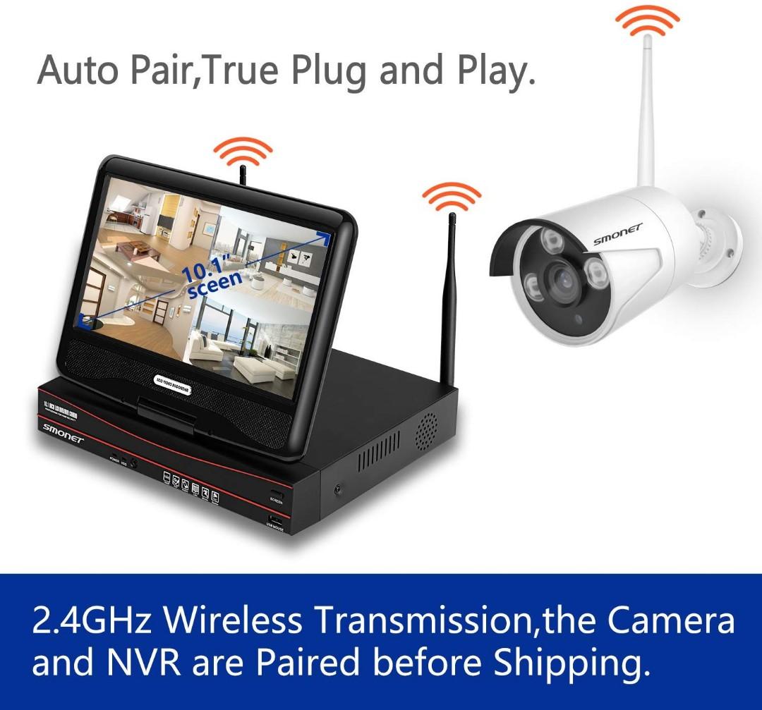 Smonet NVR cctv 4 ip camera with monitor Furniture Home Living