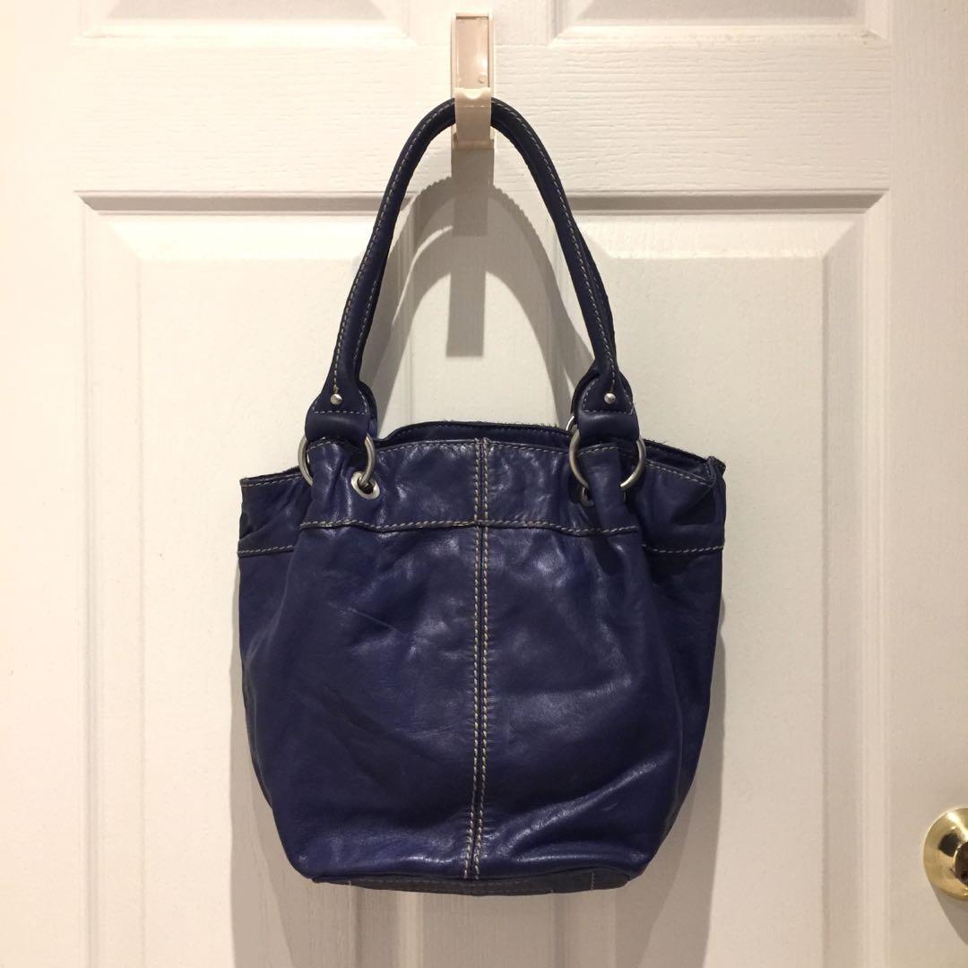 tignanello blue leather purse